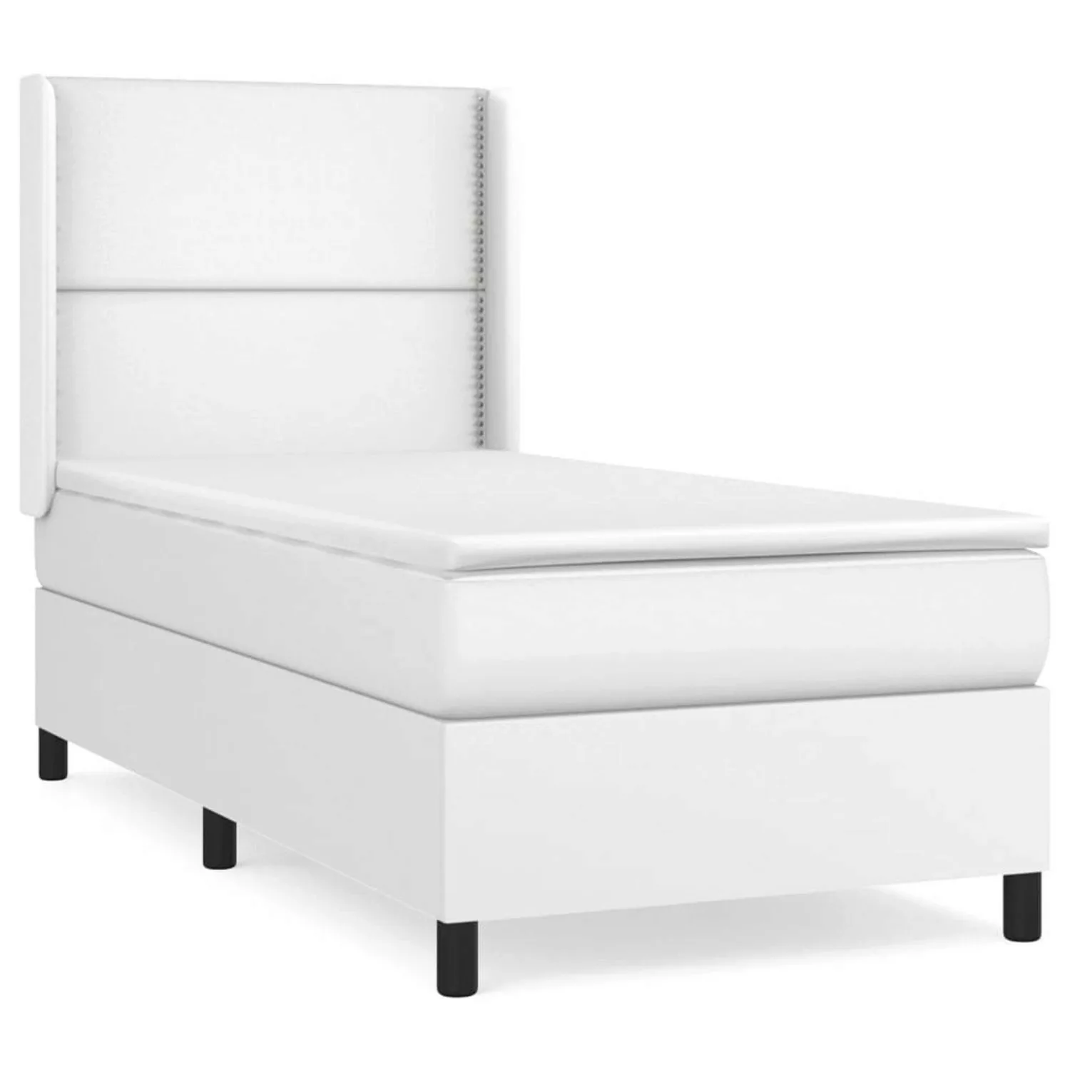 vidaXL Boxspringbett, Boxspringbett mit Matratze Weiß 100x200 cm Kunstleder günstig online kaufen