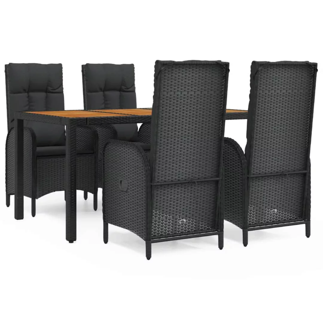 Vidaxl 5-tlg. Garten-essgruppe Mit Kissen Schwarz Poly Rattan günstig online kaufen