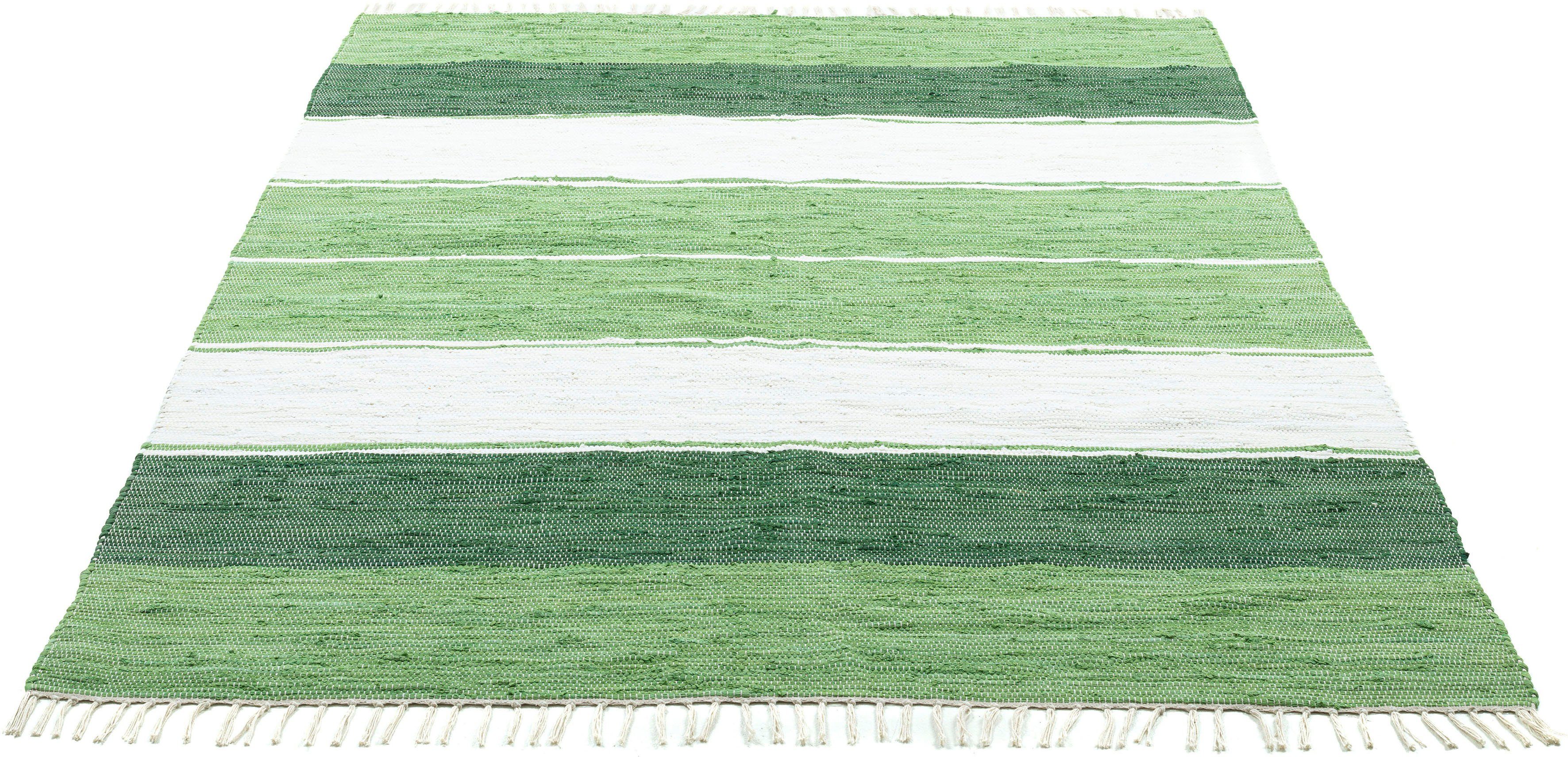 THEKO Teppich Stripe Cotton, handgewebt, rechteckig, günstig online kaufen