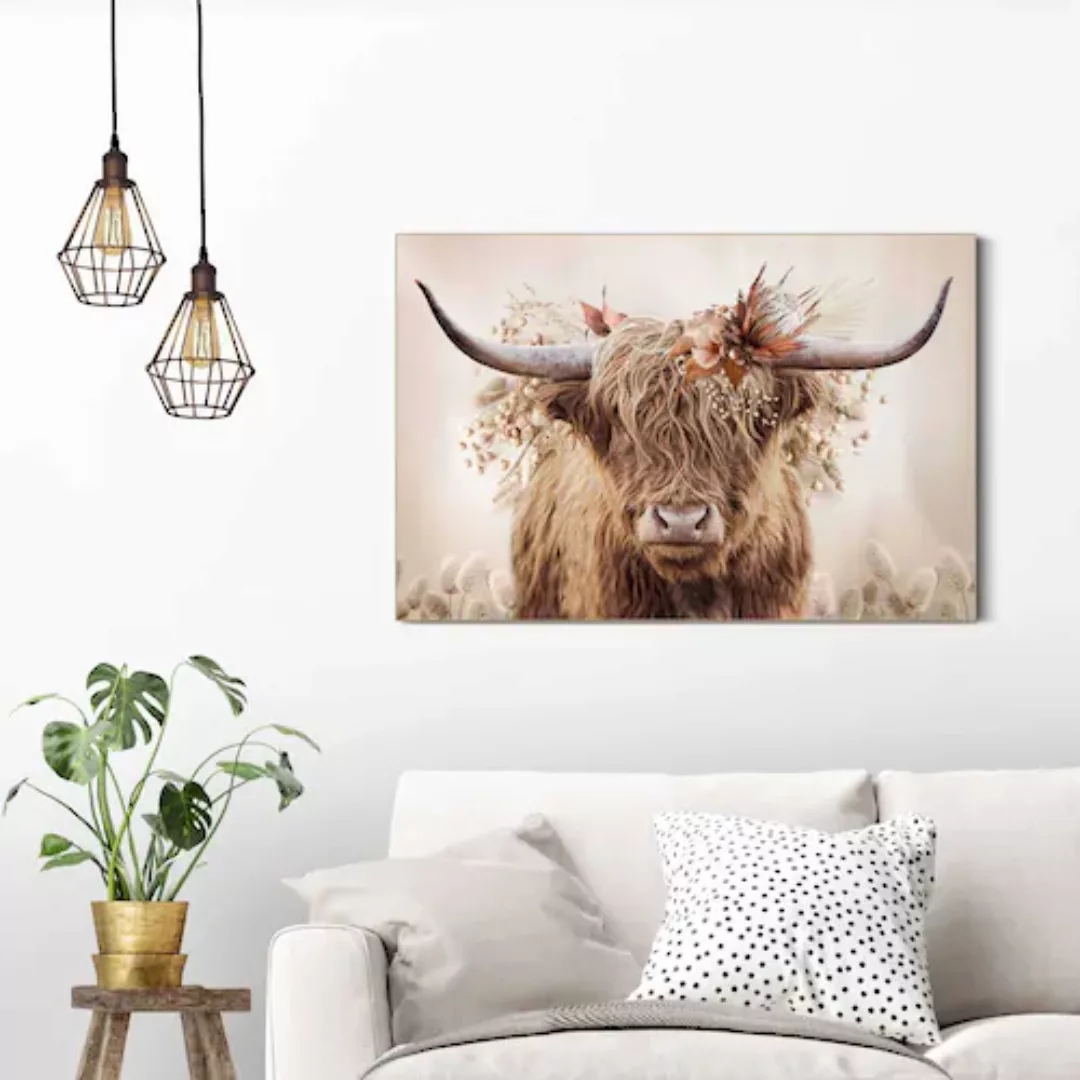 Reinders Wandbild "Highlander in Blumen" günstig online kaufen