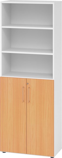 bümö Aktenschrank smart Kombischrank - 3 plus 3 Ordnerhöhen Dekor: Weiß/Buc günstig online kaufen