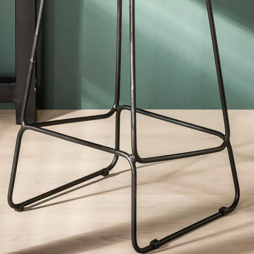 Barstühle aus Akazie Massivholz und Metall Loft Design (4er Set) günstig online kaufen