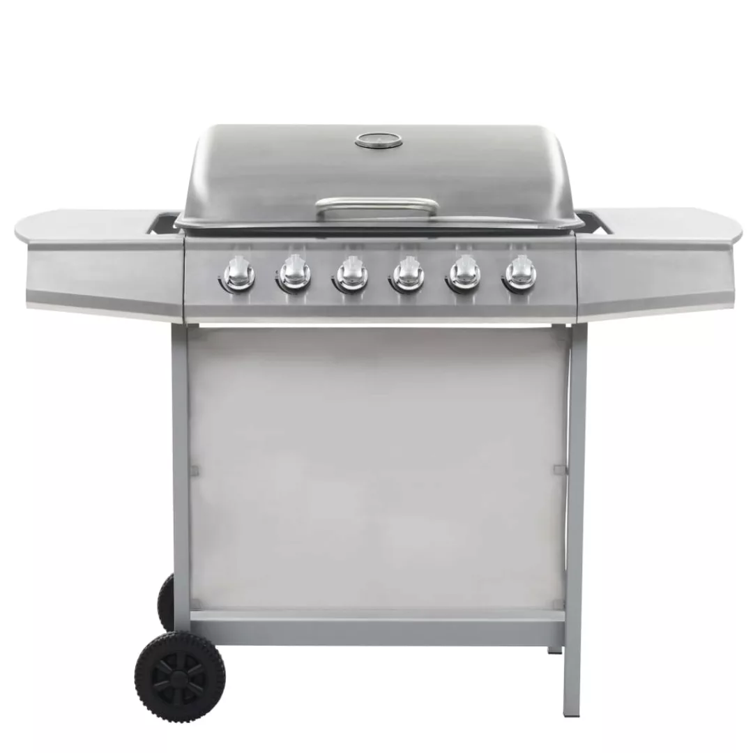 Gasgrill Mit 6 Brennern Edelstahl Silbern günstig online kaufen