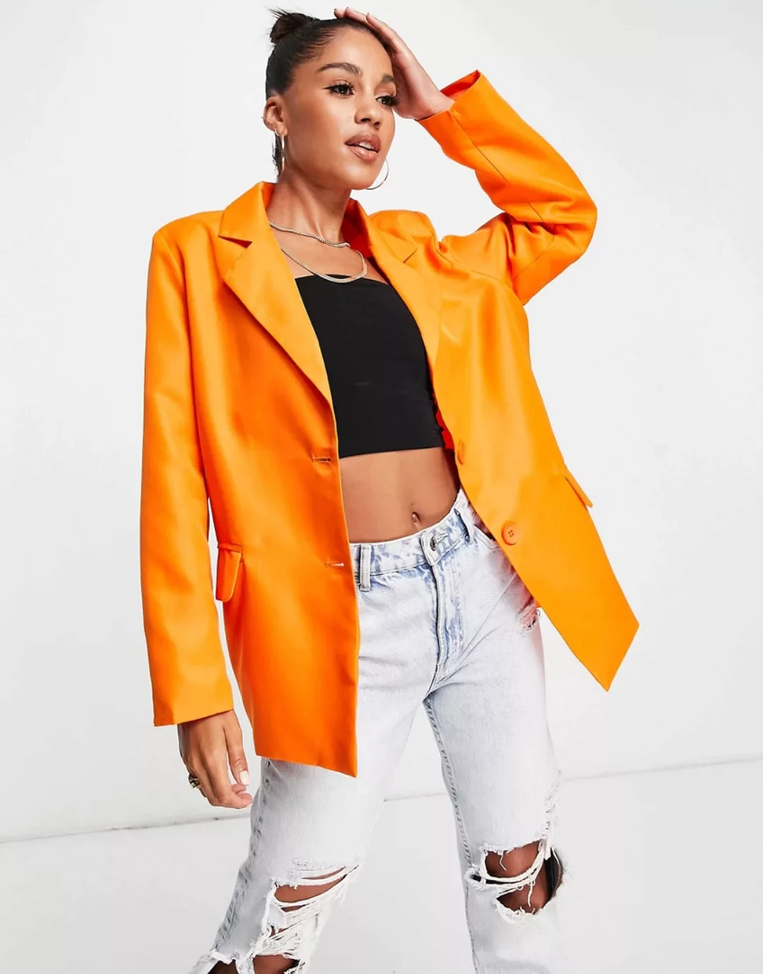 Missy Empire – Exklusiver Oversize-Blazer in Orange günstig online kaufen