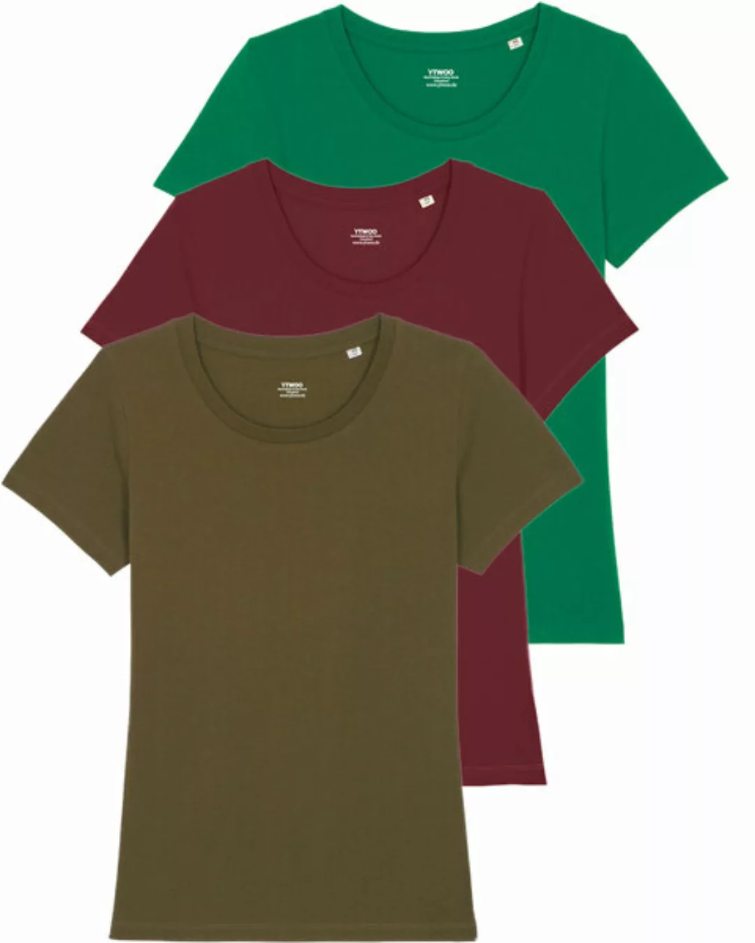 3er Pack Basic T-shirt Damen Dreifarbig Sortiert, Bio-baumwolle günstig online kaufen