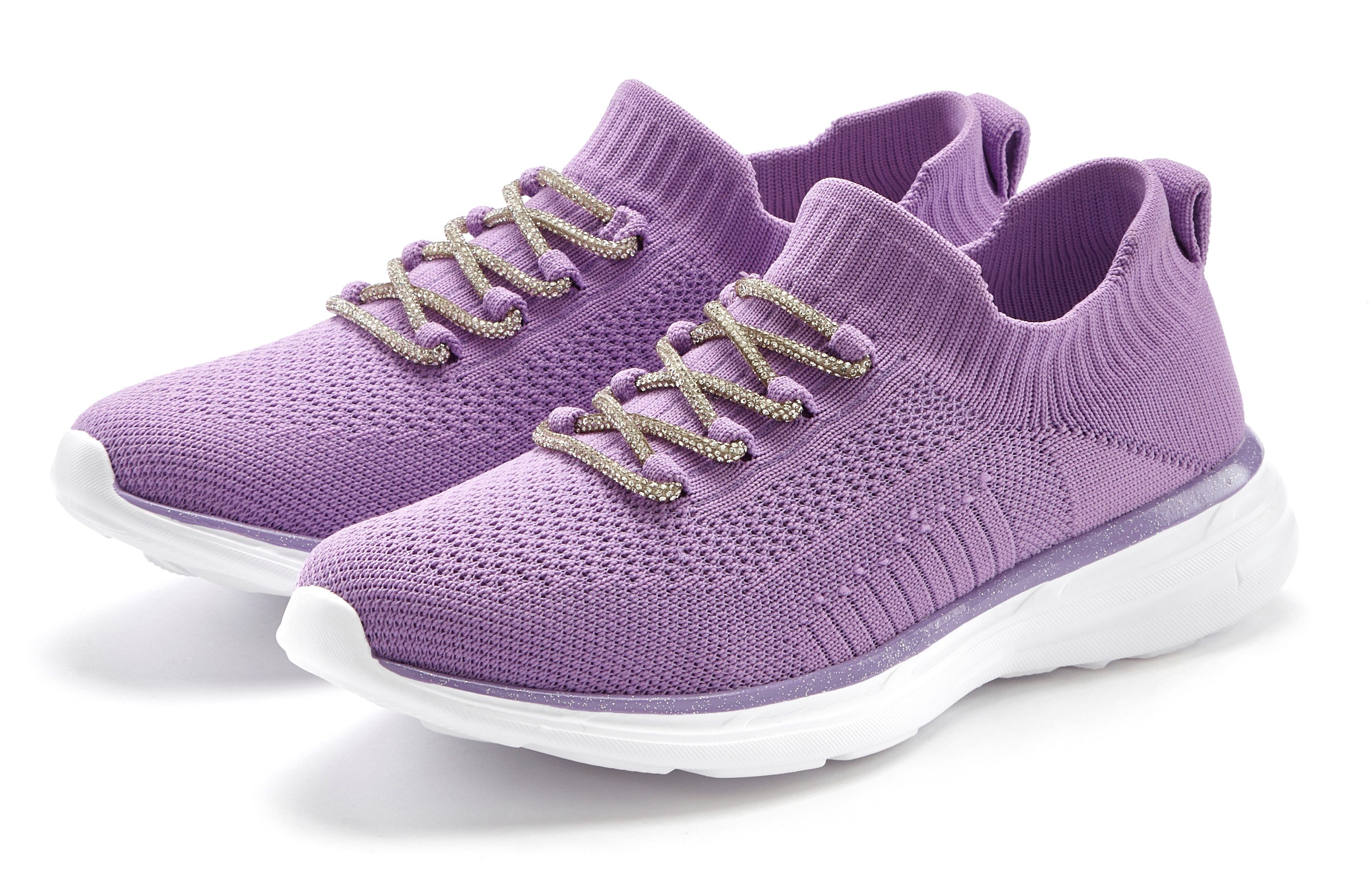 LASCANA Sneaker mit modischer Glitzerschnürung VEGAN günstig online kaufen