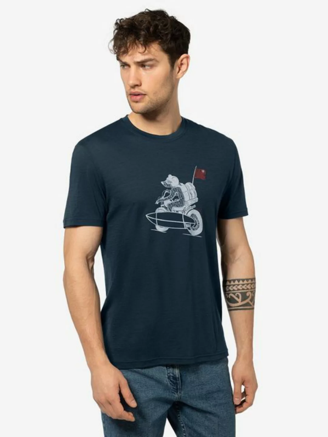 SUPER.NATURAL T-Shirt für Herren, Merino NAKED BEAR Bike Motiv, atmungsakti günstig online kaufen