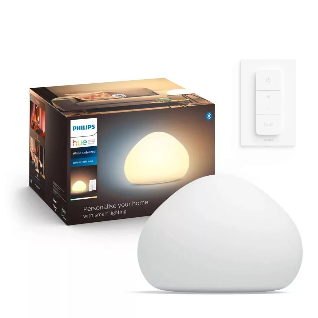 Philips Hue Bluetooth White Ambiance Tischleuchte Wellner in Weiß 8W 800lm günstig online kaufen