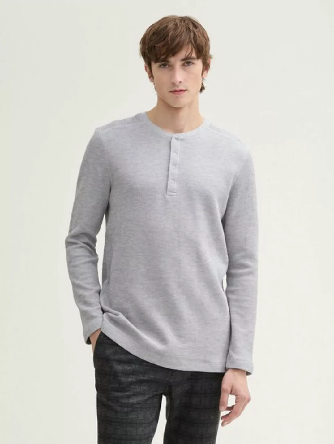 TOM TAILOR Denim T-Shirt Henley Langarmshirt mit Rippstruktur günstig online kaufen