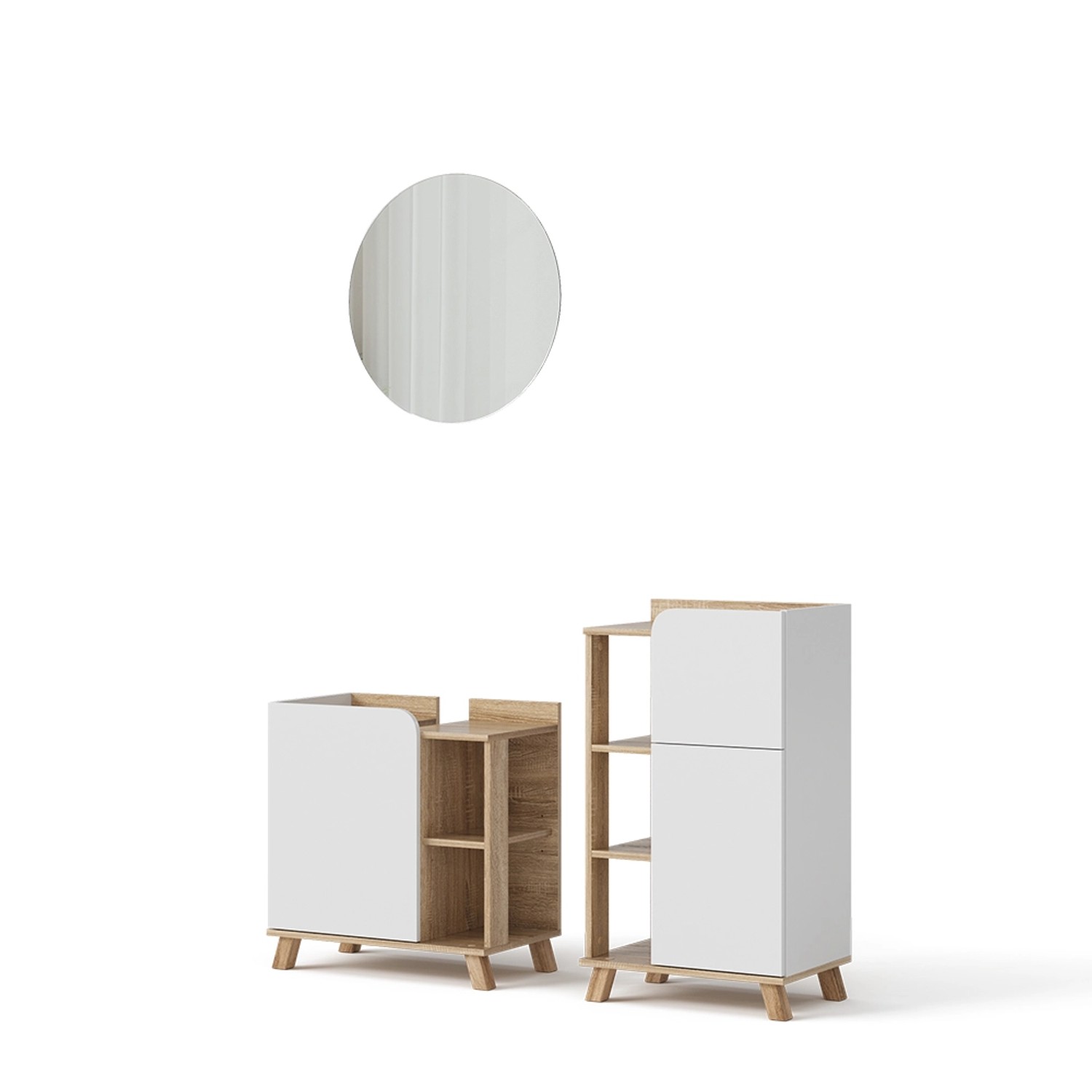 Vicco Badmöbel-Set Karen Sonoma/Weiß 3 Teile mit Midischrank günstig online kaufen