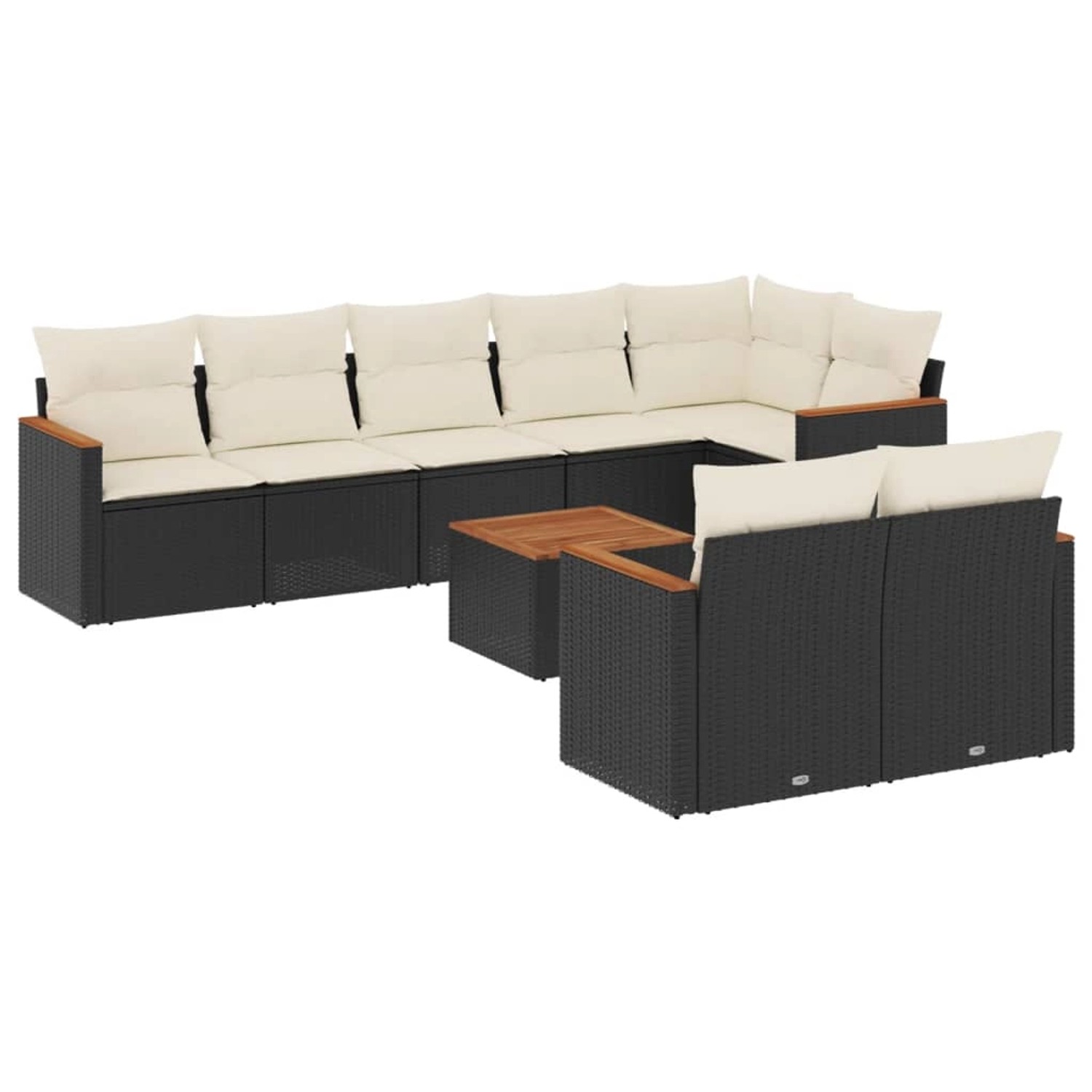 vidaXL 9-Tlg Garten-Sofagarnitur mit Kissen Schwarz Poly Rattan 3258556 günstig online kaufen