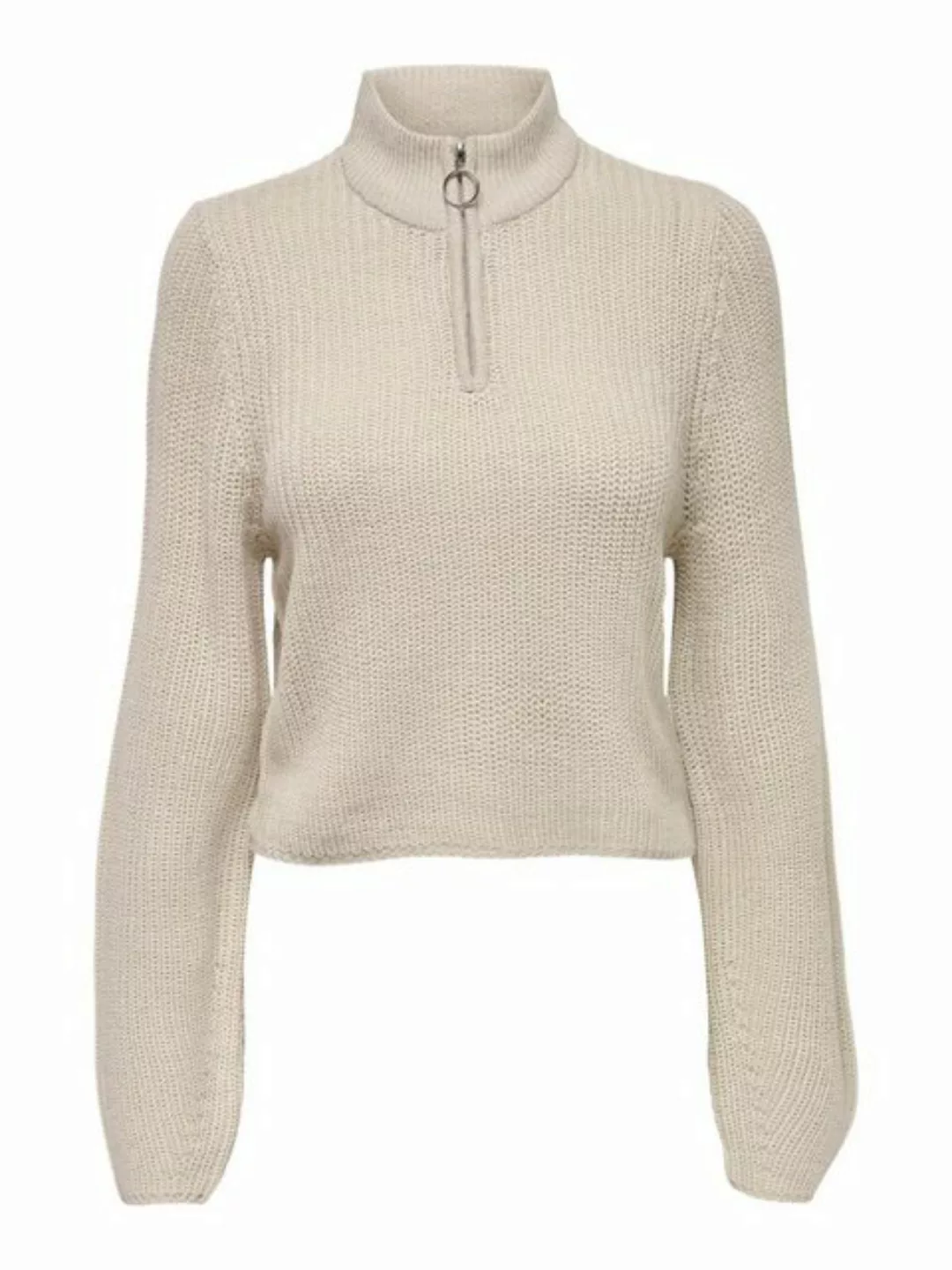 ONLY Reißverschluss Strickpullover Damen Beige günstig online kaufen