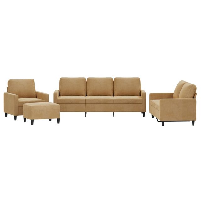 vidaXL Sofa Sofagarnitur Set mit Kissen Samt, 4-tlg., Braun günstig online kaufen