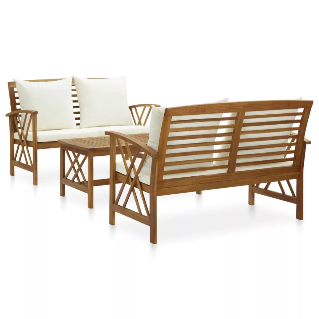 3-tlg. Garten-lounge-set Mit Auflagen Massivholz Akazie günstig online kaufen