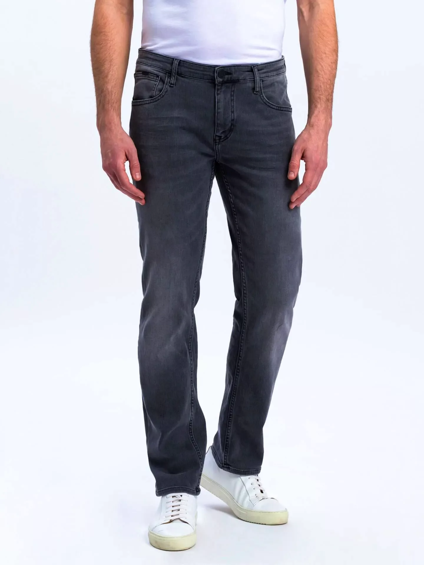Cross Jeans Herren Jeans Damien - Slim Fit - Grau - Grey Used günstig online kaufen