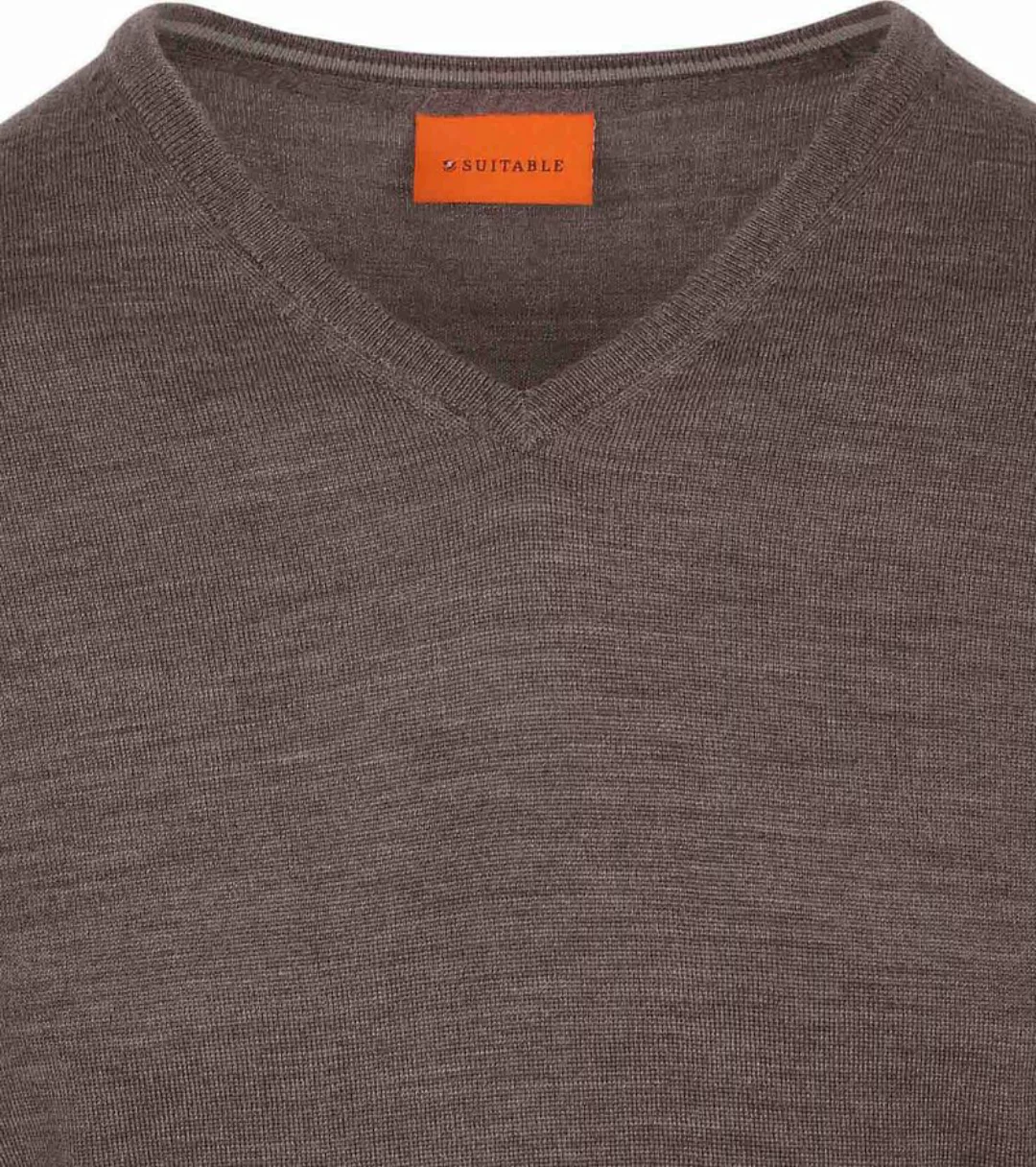 Suitable Merino Pullover V-Ausschnitt Taupe - Größe 3XL günstig online kaufen