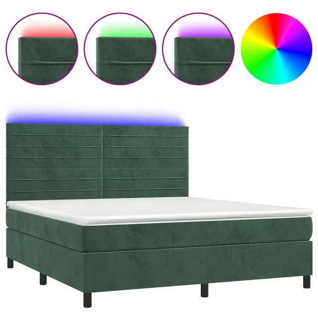 vidaXL Boxspringbett, Boxspringbett mit Matratze & LED Dunkelgrün 160x200 c günstig online kaufen