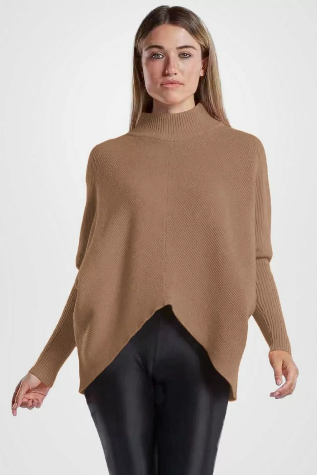 PEKIVESSA Strickpullover Oversized Rippstrick Pullover Damen Fledermausärme günstig online kaufen