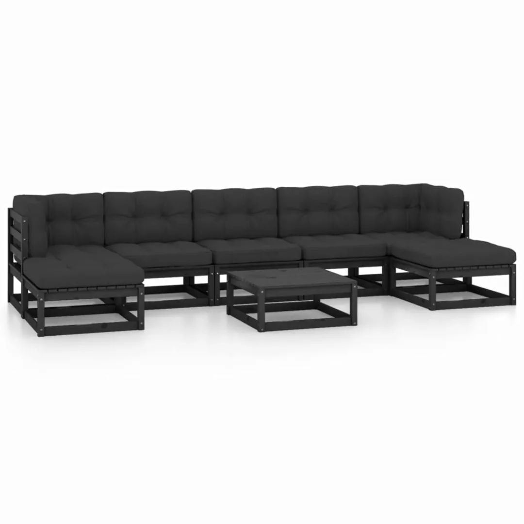 8-tlg. Garten-lounge-set Mit Kissen Schwarz Kiefer Massivholz günstig online kaufen