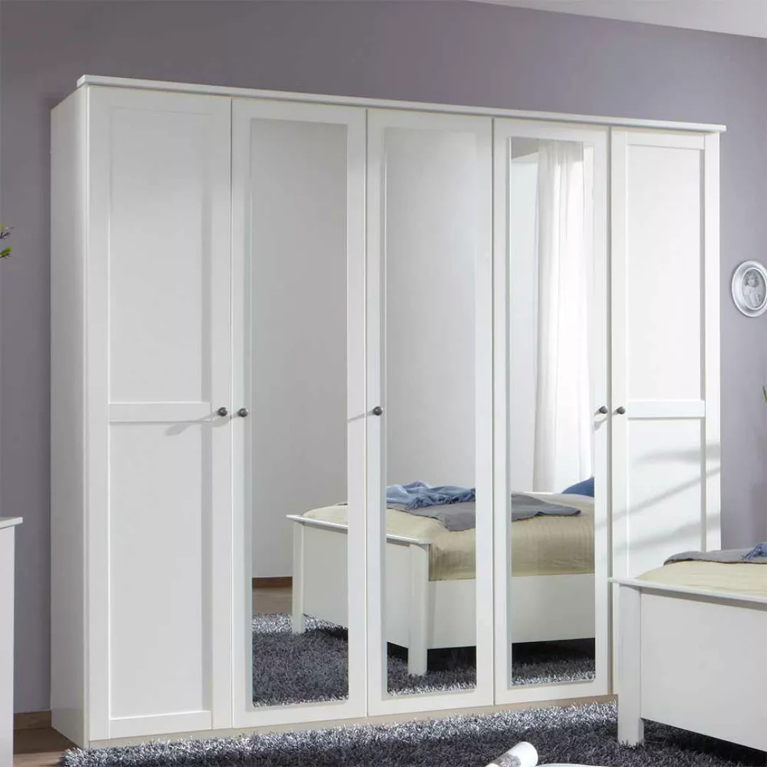 Spiegeltüren-Kleiderschrank in Weiß Profiltüren günstig online kaufen