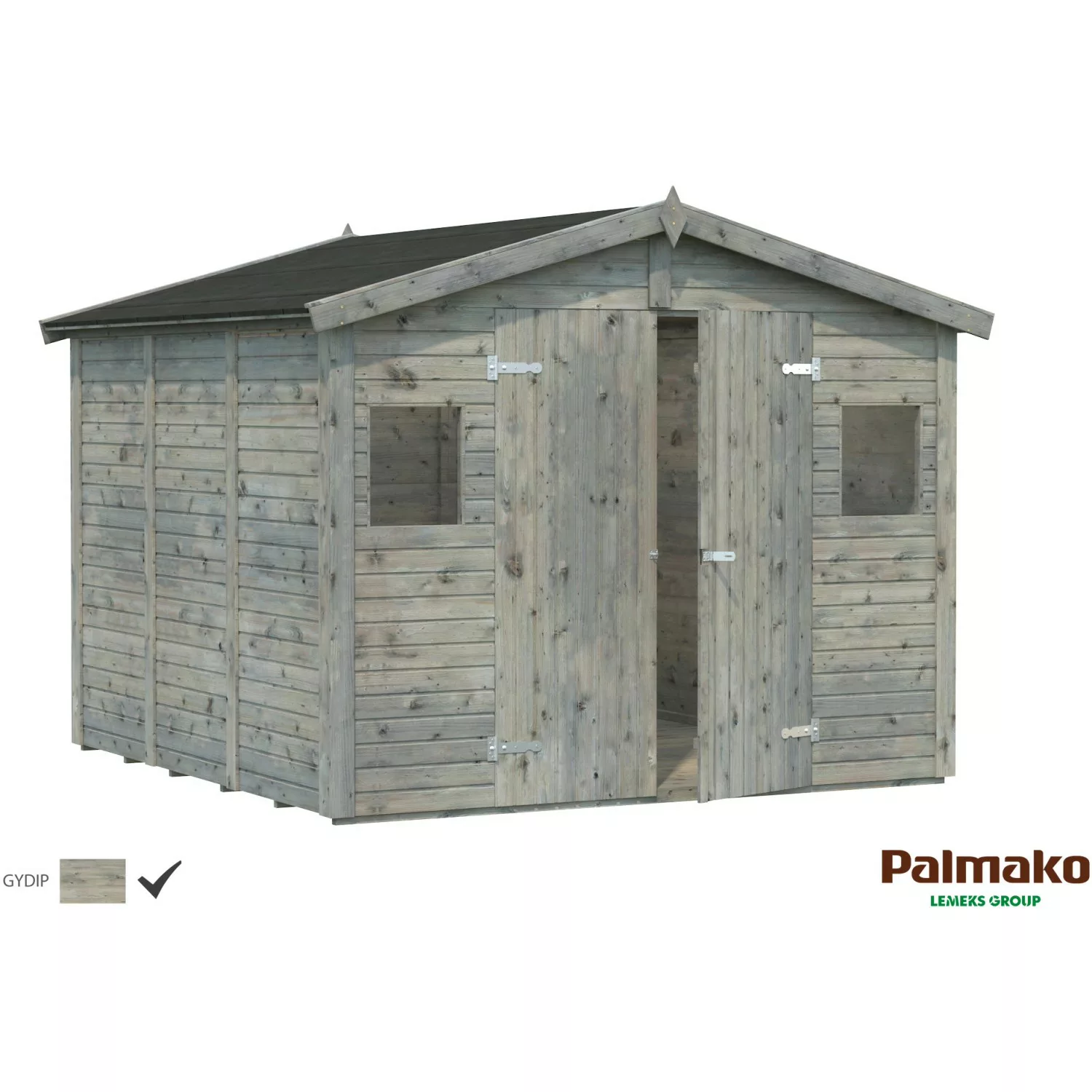 Palmako Dan Holz-Gartenhaus Grau Satteldach Tauchgrundiert 273 cm x 280 cm günstig online kaufen