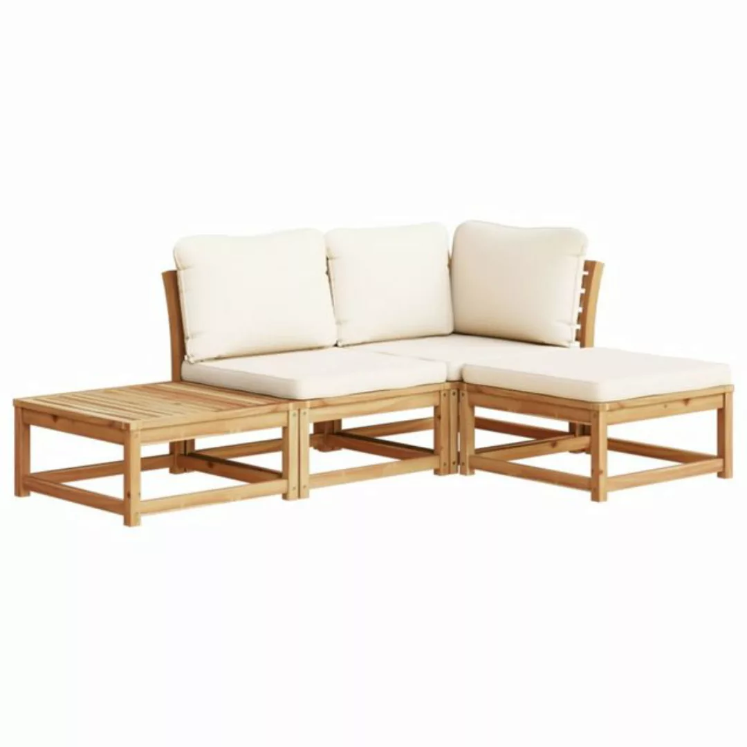 vidaXL Loungesofa 4-tlg. Garten-Lounge-Set mit Kissen Massivholz Akazie, 1 günstig online kaufen