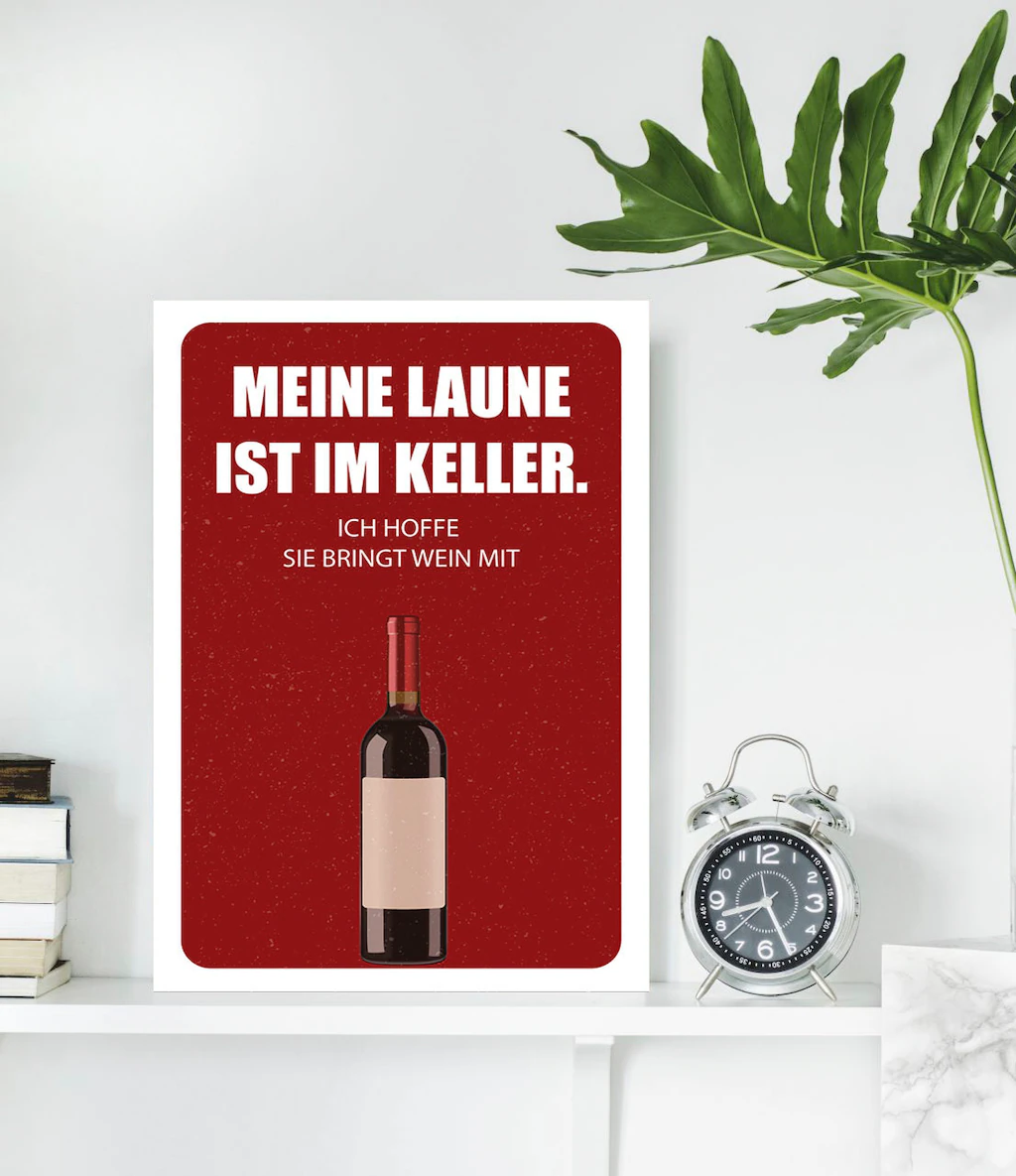 queence Metallbild "Laune im Keller", Schriftzüge-Schriftzug-Getränke, (1 S günstig online kaufen