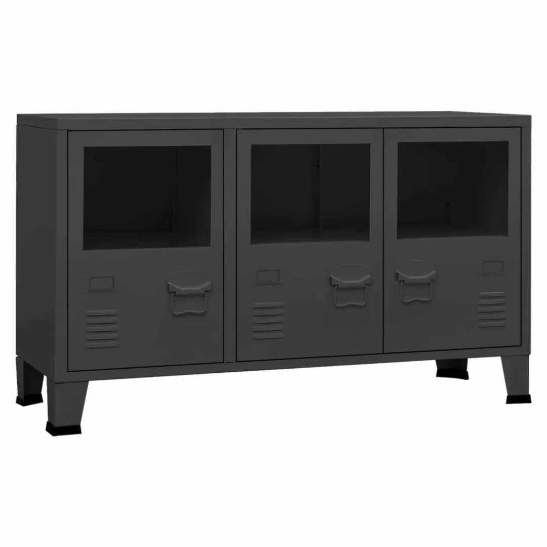 Vidaxl Industrial Sideboard Anthrazit 105x35x62 Cm Metall Und Glas günstig online kaufen