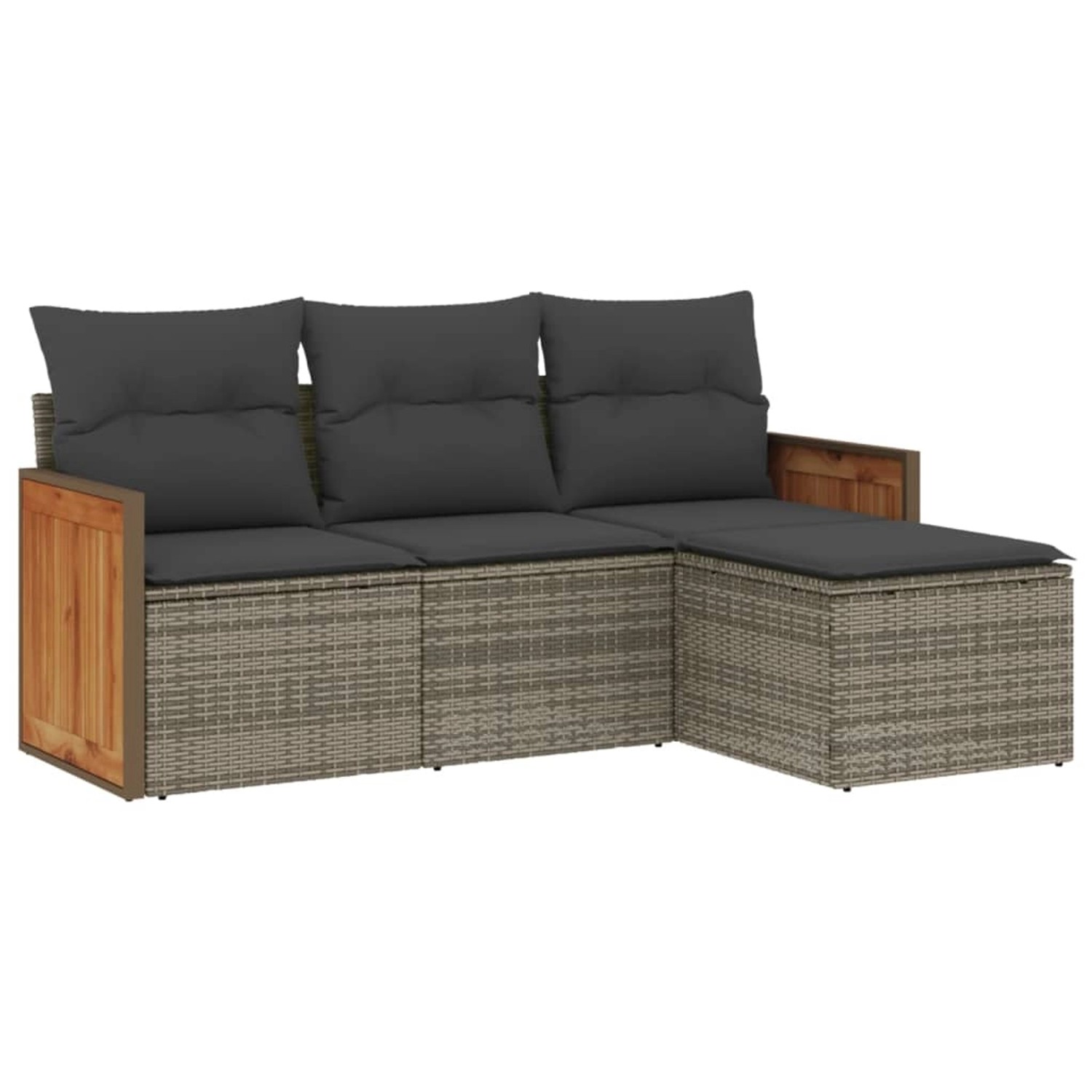 vidaXL 4-tlg Garten-Sofagarnitur mit Kissen Grau Poly Rattan Modell 38 günstig online kaufen