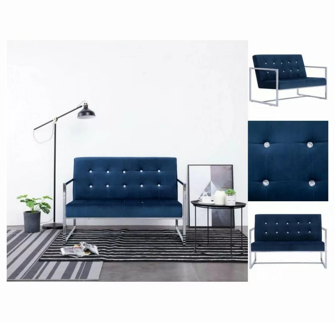 vidaXL Sofa 2-Sitzer-Sofa mit Armlehnen Blau Chrom und Samt Couch günstig online kaufen