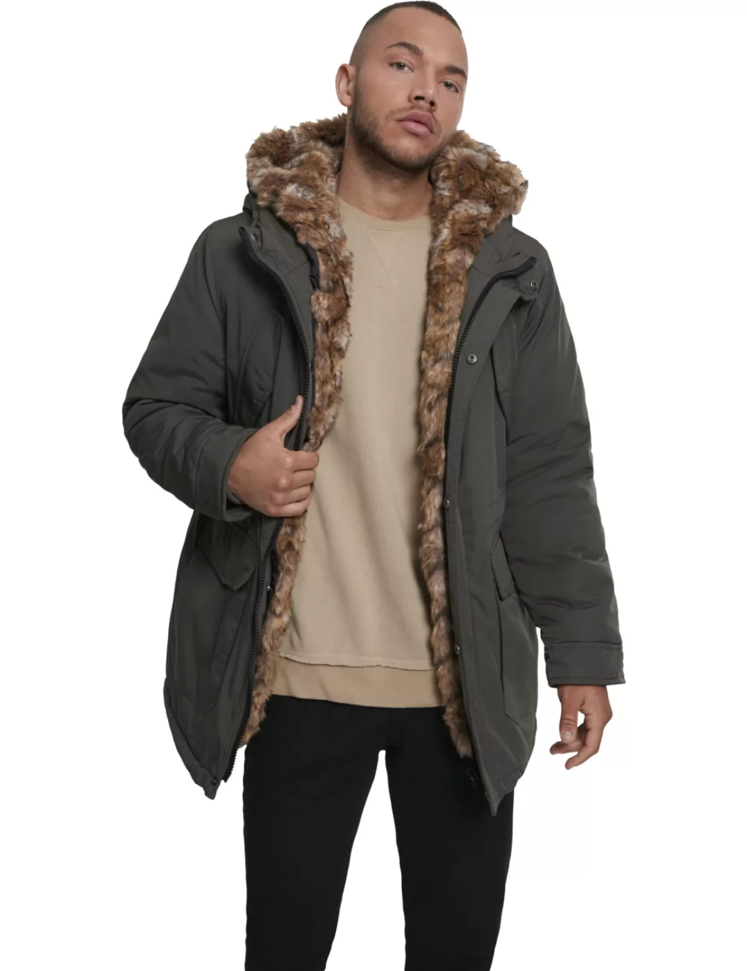 Urban Classics Herren Winterjacke Hooded Faux Fur Parka günstig online kaufen