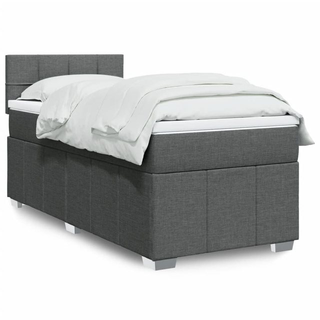 vidaXL Boxspringbett, Boxspringbett mit Matratze Dunkelgrau 100x200 cm Stof günstig online kaufen