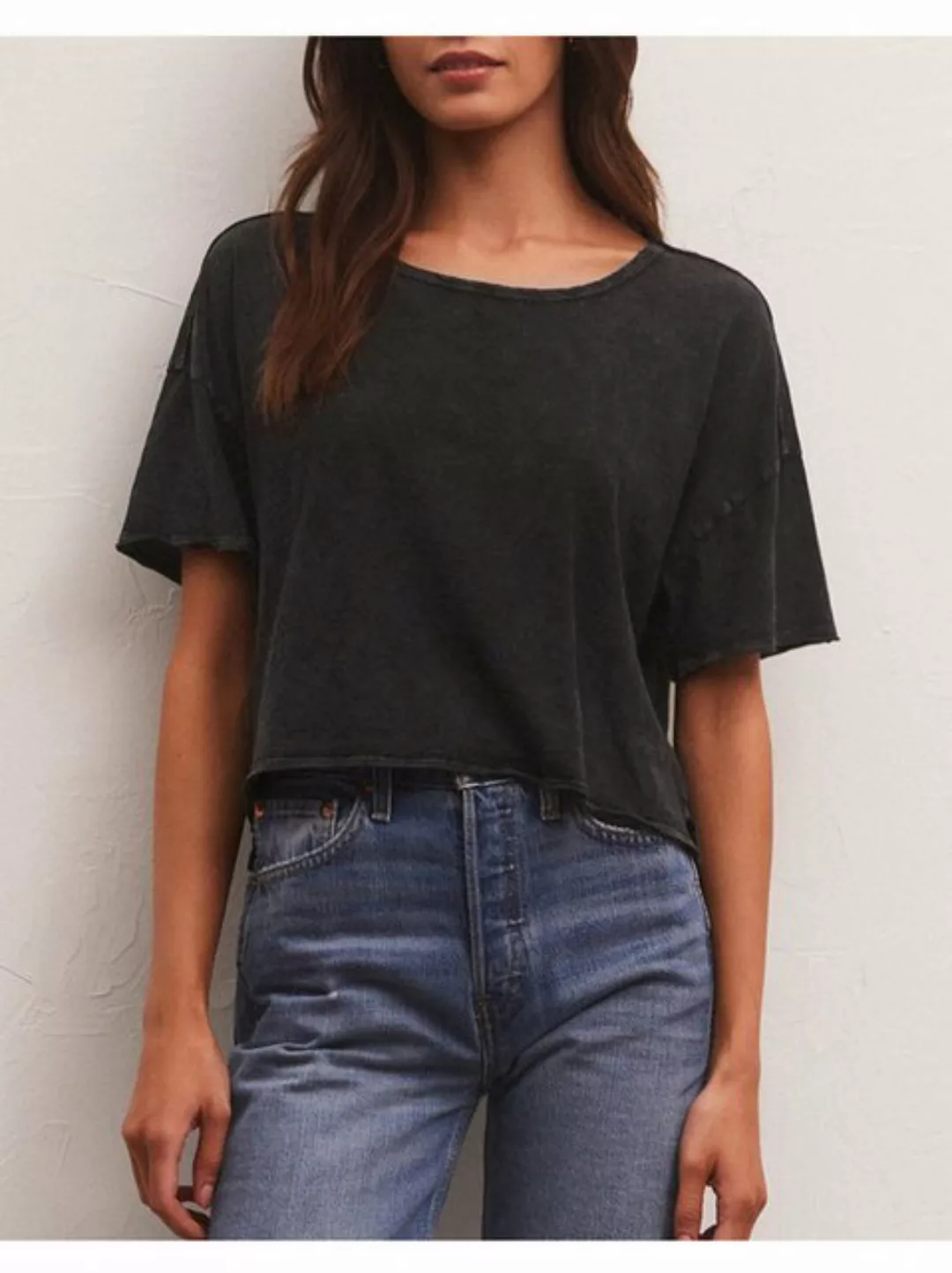 RUZU UG Blusentop Shirtbluse Kurzes T-Shirt Damen Pullover Kurzarm-Top günstig online kaufen