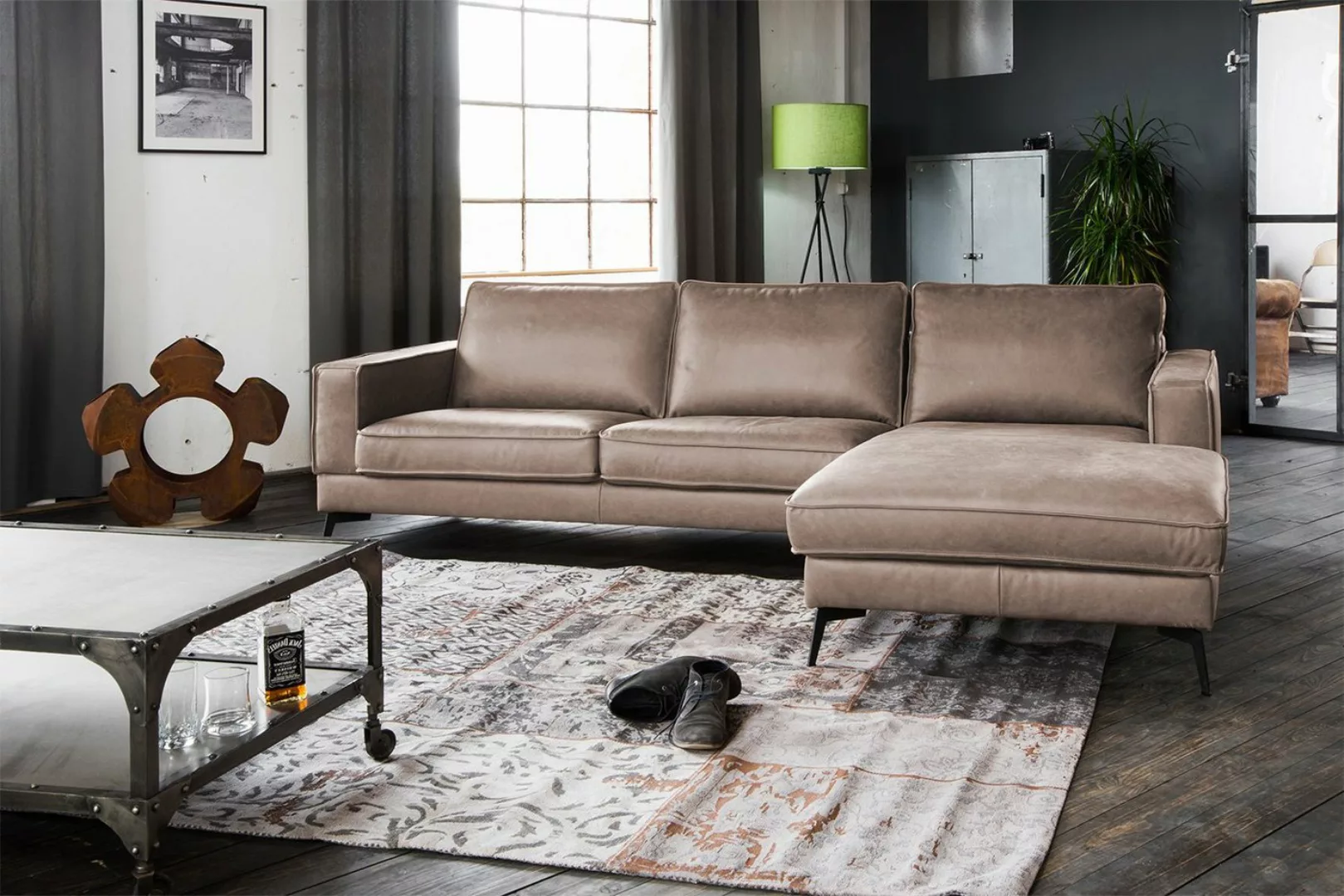 KAWOLA Ecksofa BLOOM, Leder Recamiere rechts od. links versch. Farben günstig online kaufen