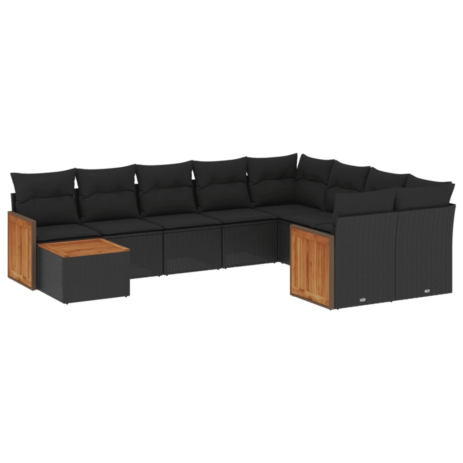 vidaXL 10-tlg Garten-Sofagarnitur mit Kissen Schwarz Poly Rattan Modell 119 günstig online kaufen