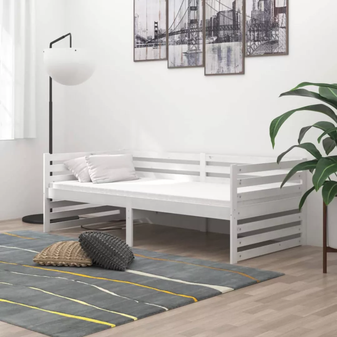 Tagesbett Mit Matratze 90x200 Cm Weiß Massivholz Kiefer günstig online kaufen