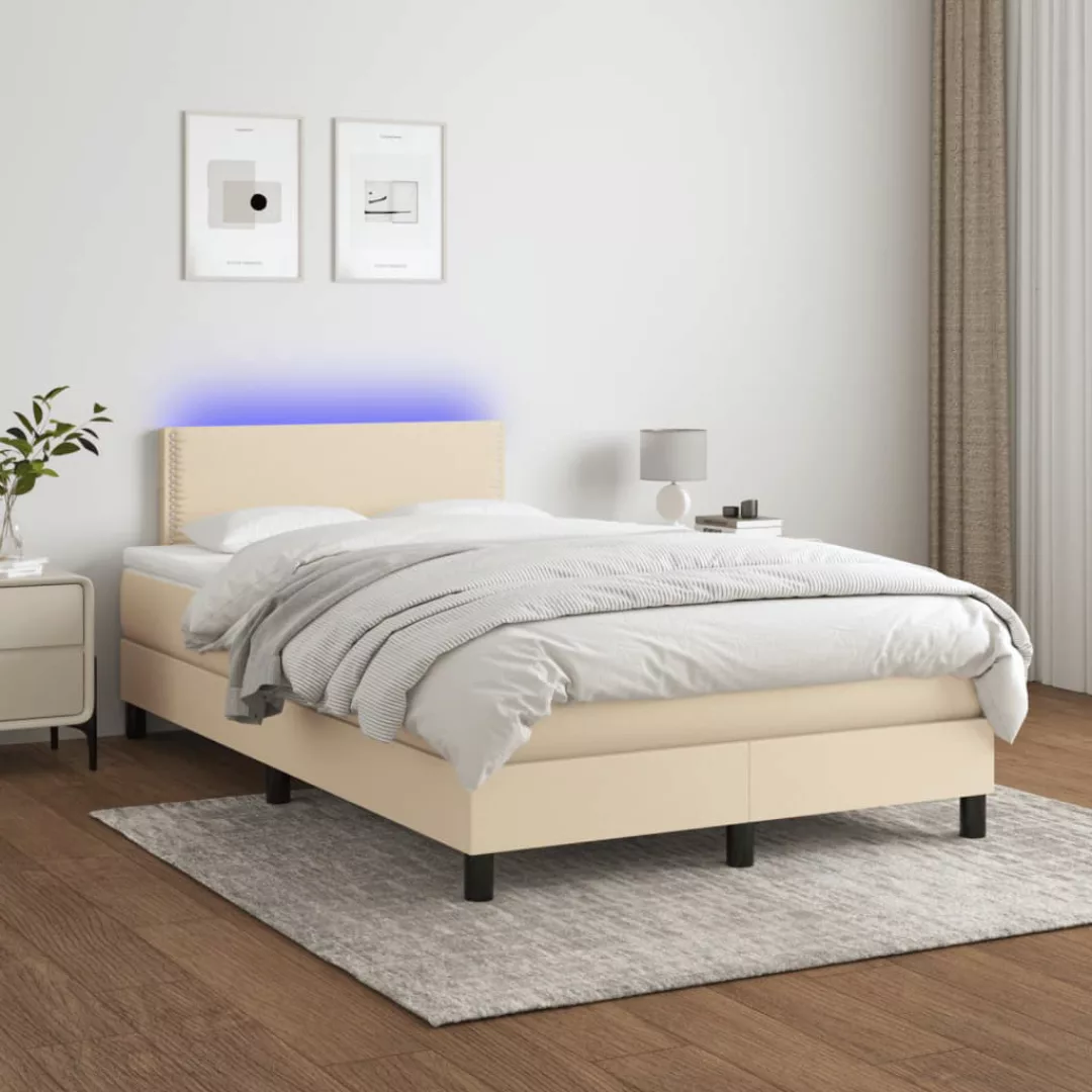 Vidaxl Boxspringbett Mit Matratze & Led Creme 120x200 Cm Stoff günstig online kaufen