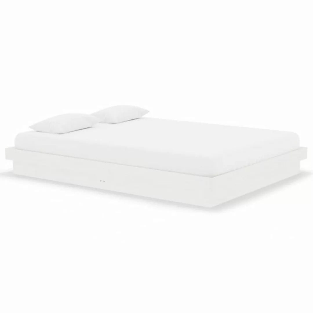 vidaXL Bettgestell Massivholzbett Weiß 140x190 cm Bett Bettgestell Bettrahm günstig online kaufen