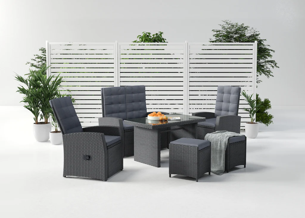 KONIFERA Gartenlounge-Set "Paris", (Set, 12 tlg., 2x Sessel, 2x Hocker, 2er günstig online kaufen