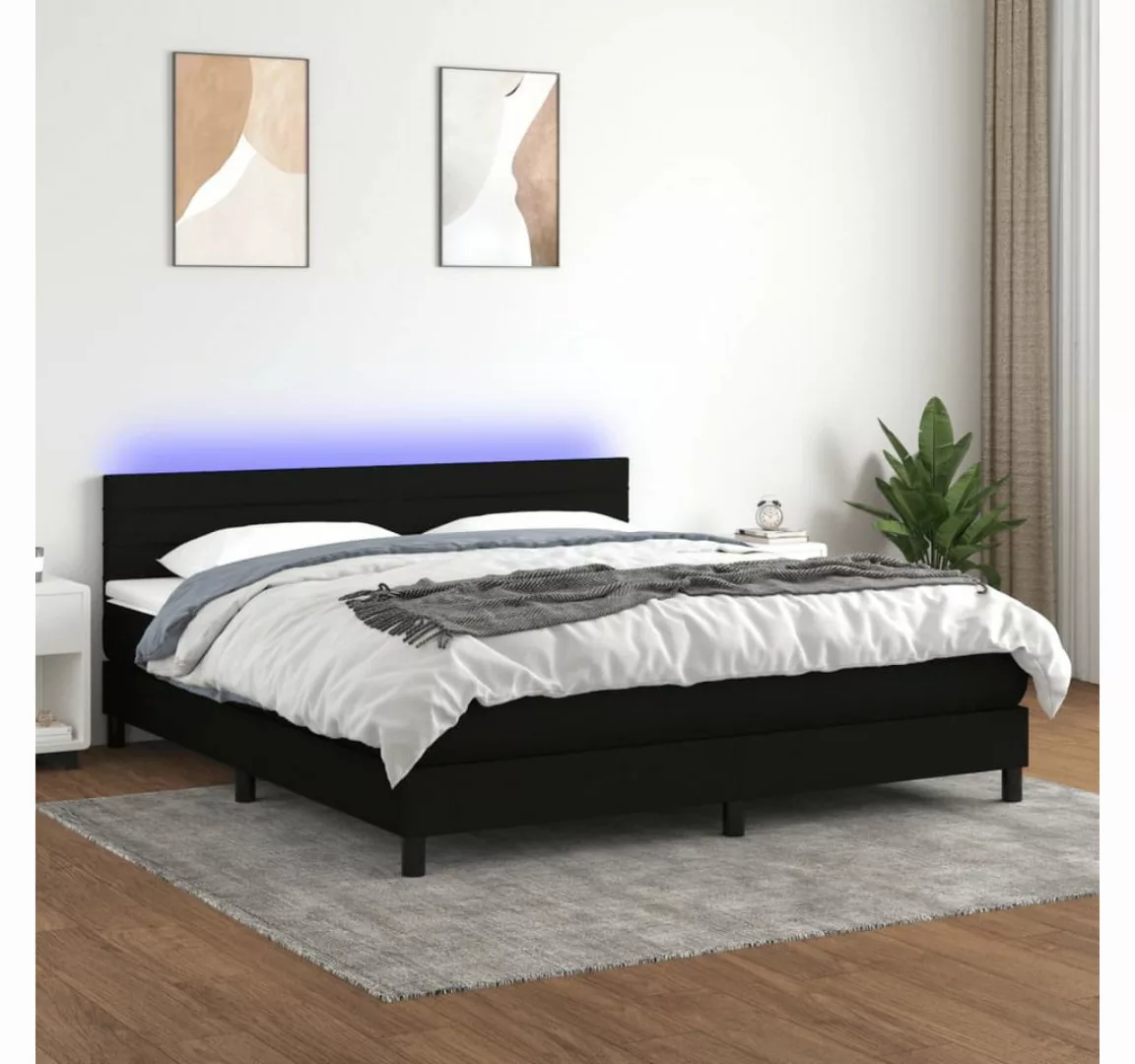 vidaXL Boxspringbett Boxspringbett mit Matratze LED Schwarz 160x200 cm Stof günstig online kaufen