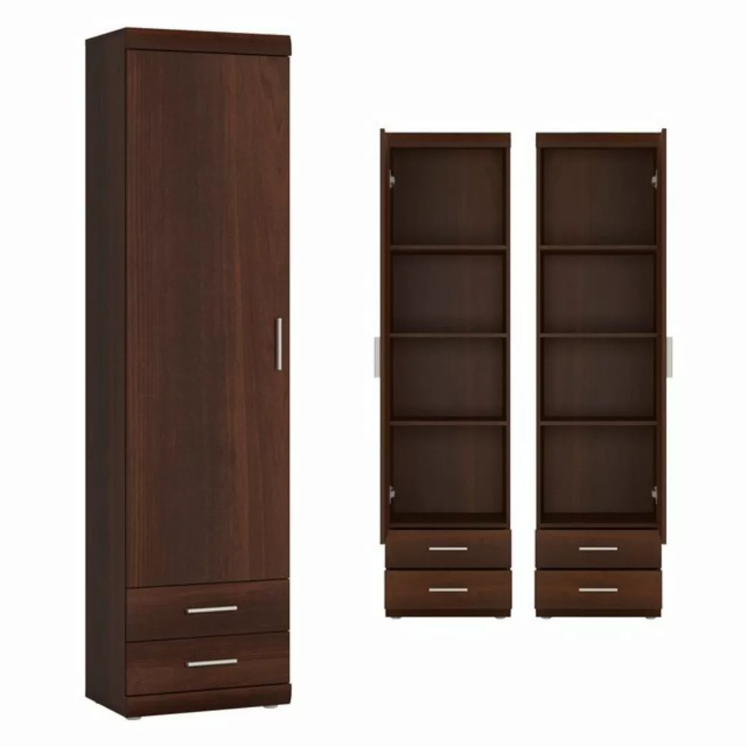 Lomadox Mehrzweckschrank IMPERIA-129 Wohnzimmer schmal 50 cm Nussbaum Schra günstig online kaufen