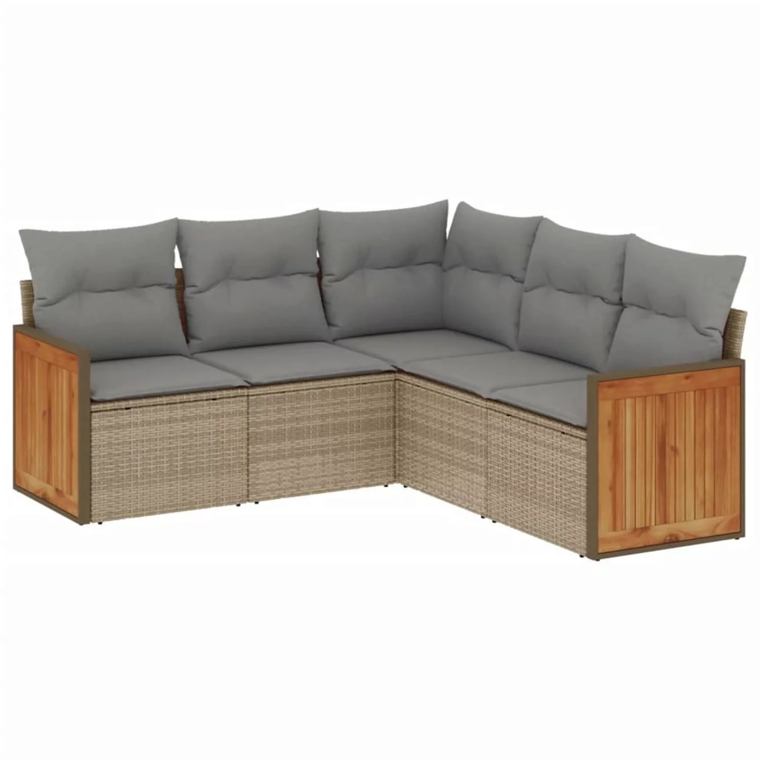 vidaXL 5-tlg Garten-Sofagarnitur mit Kissen Beige Poly Rattan Modell 112 günstig online kaufen