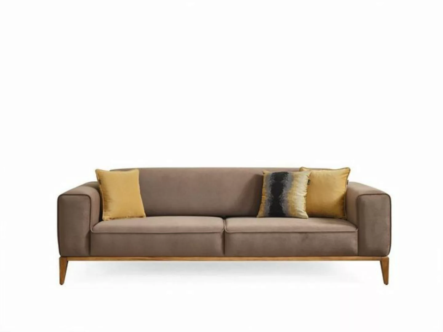 JVmoebel Sofa Viersitzer Sofa 4 Sitzer Sofas Stoff Braun Wohnzimmer Luxus M günstig online kaufen