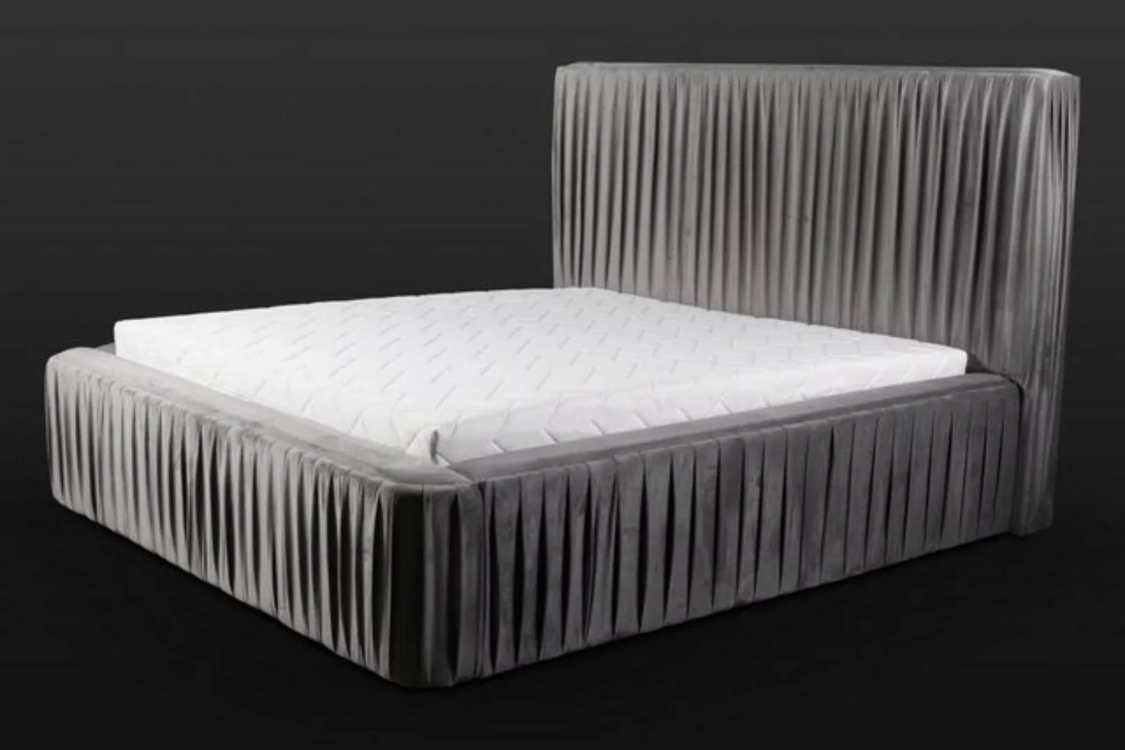 JVmoebel Bett Graue Doppelschlafzimmer Holzmöbel Design elegant Stoff klass günstig online kaufen