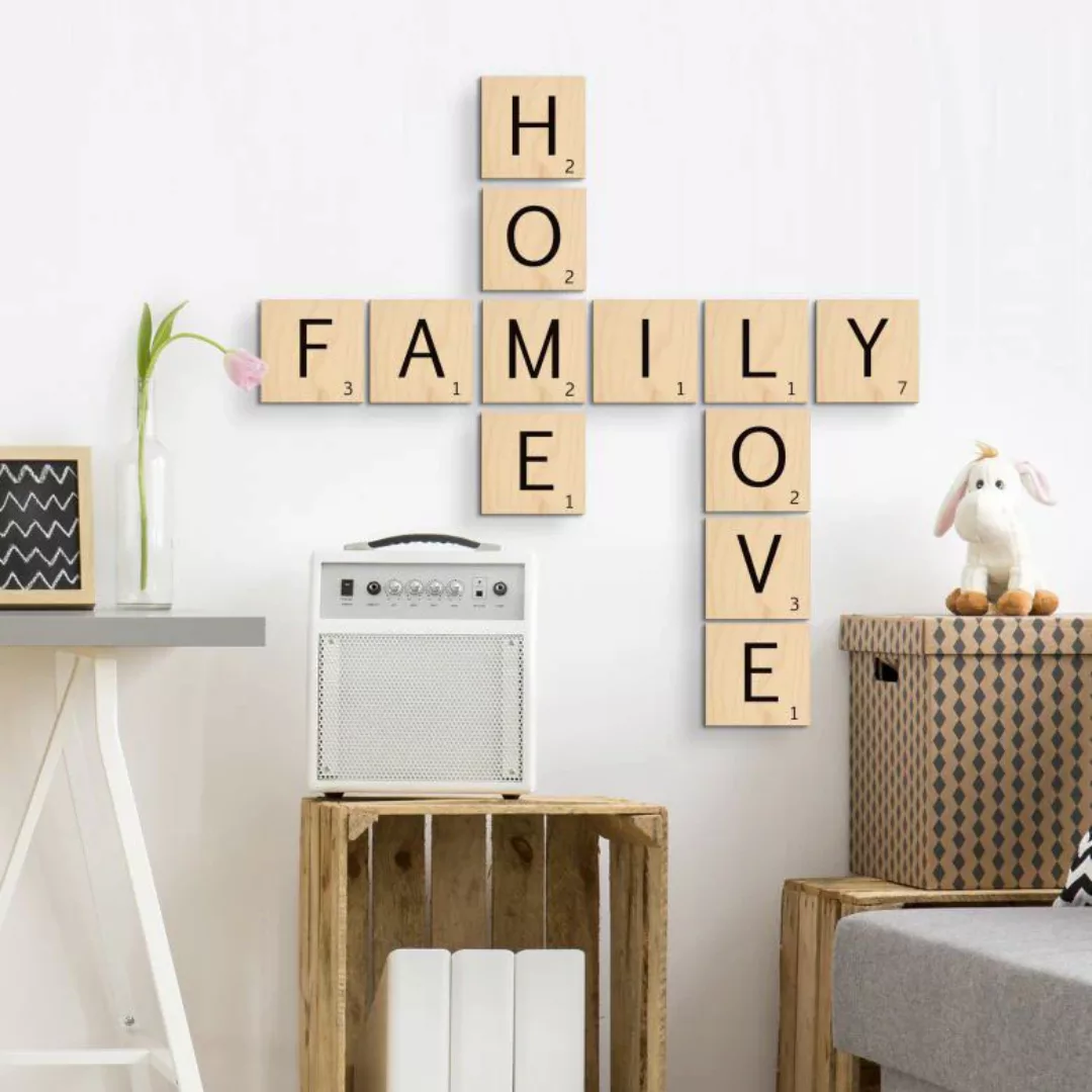 Wall-Art Wandspruch "Scrabble Deko Buchstaben Love", (Set, 4 St., Schöne Wa günstig online kaufen