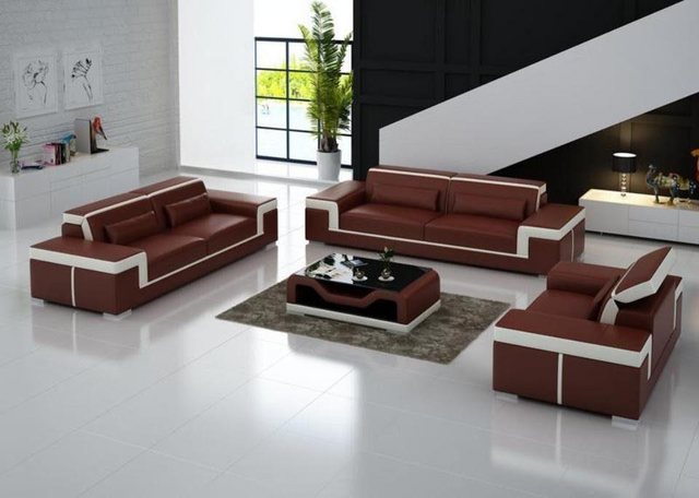 JVmoebel Sofa Schwarze Sofagarnitur Moderne Wohnzimmer Couch Garnitur 3+2+2 günstig online kaufen