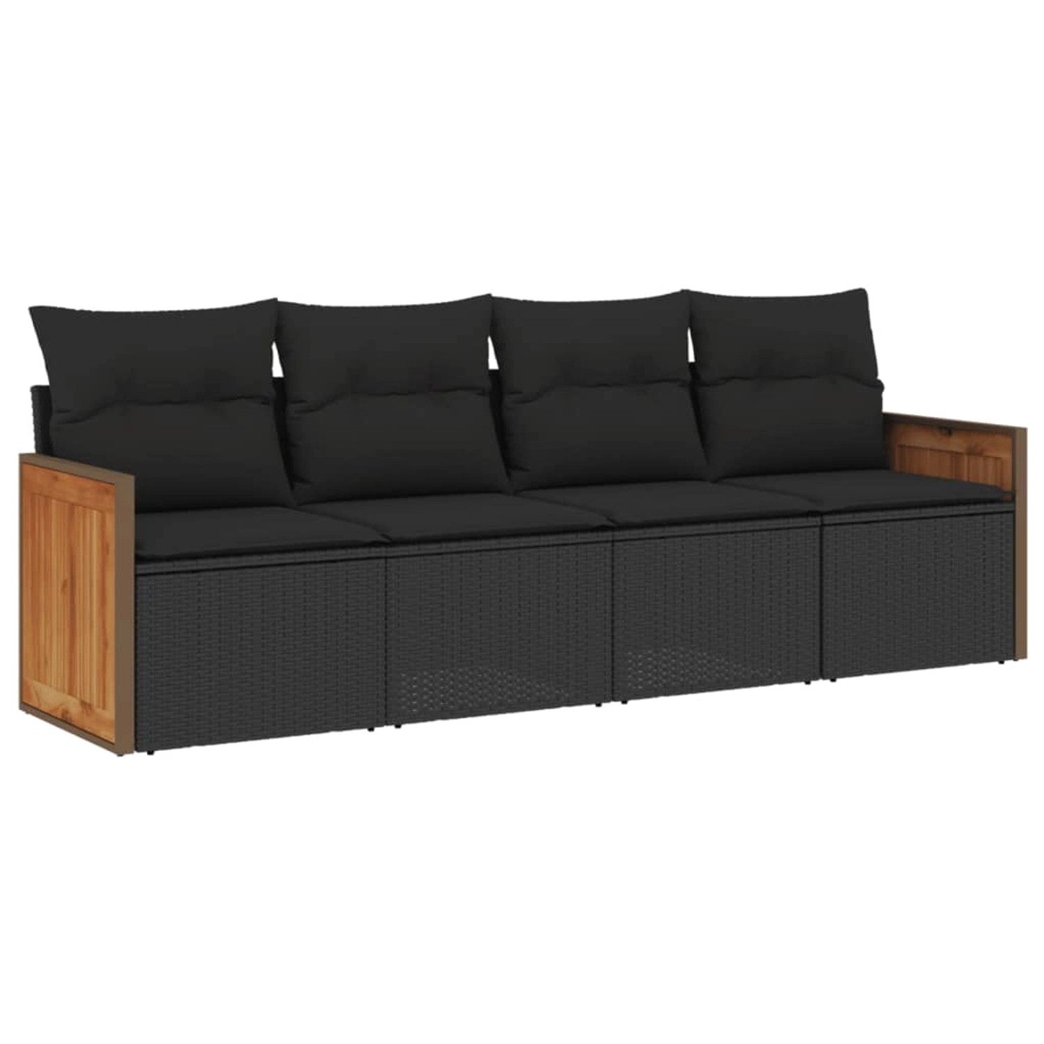 vidaXL 4-tlg Garten-Sofagarnitur mit Kissen Schwarz Poly Rattan Modell 35 günstig online kaufen