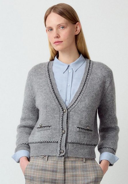 Cardigan mit Lurex-Detail, grau melange, Winter-Kollektion günstig online kaufen