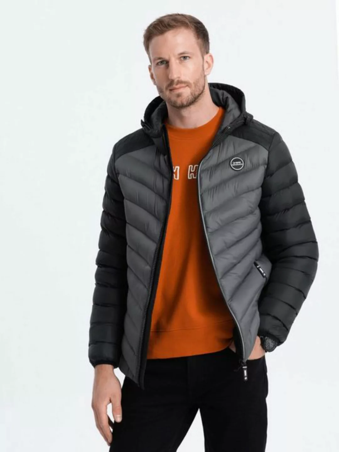 OMBRE Allwetterjacke Gesteppte Herren-Sportjacke - graphit V2 OM-JALP-0119 günstig online kaufen