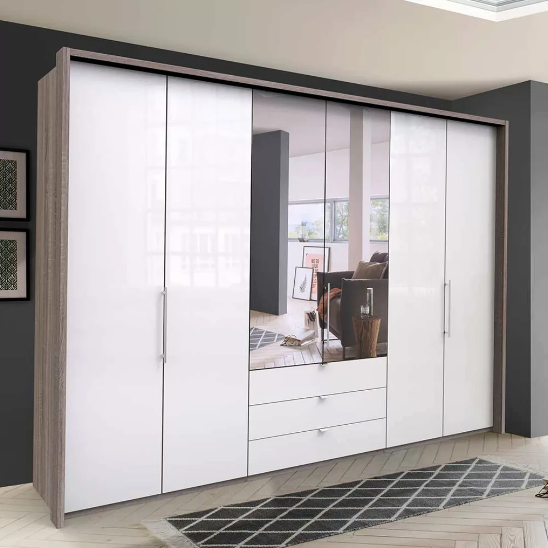 Schlafzimmerschrank mit Falttüren und Spiegel glasbeschichtet günstig online kaufen